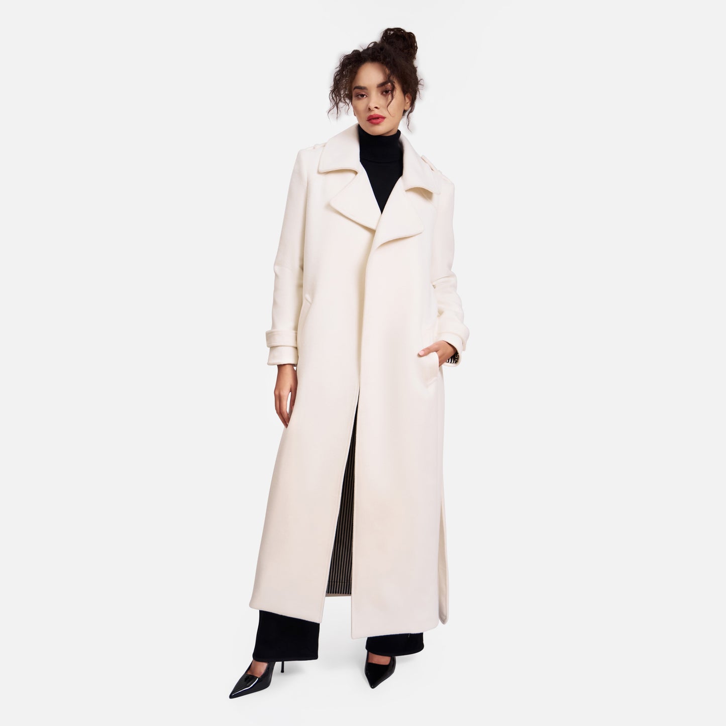 ANGORA TRENCH COAT OFF-WHITE